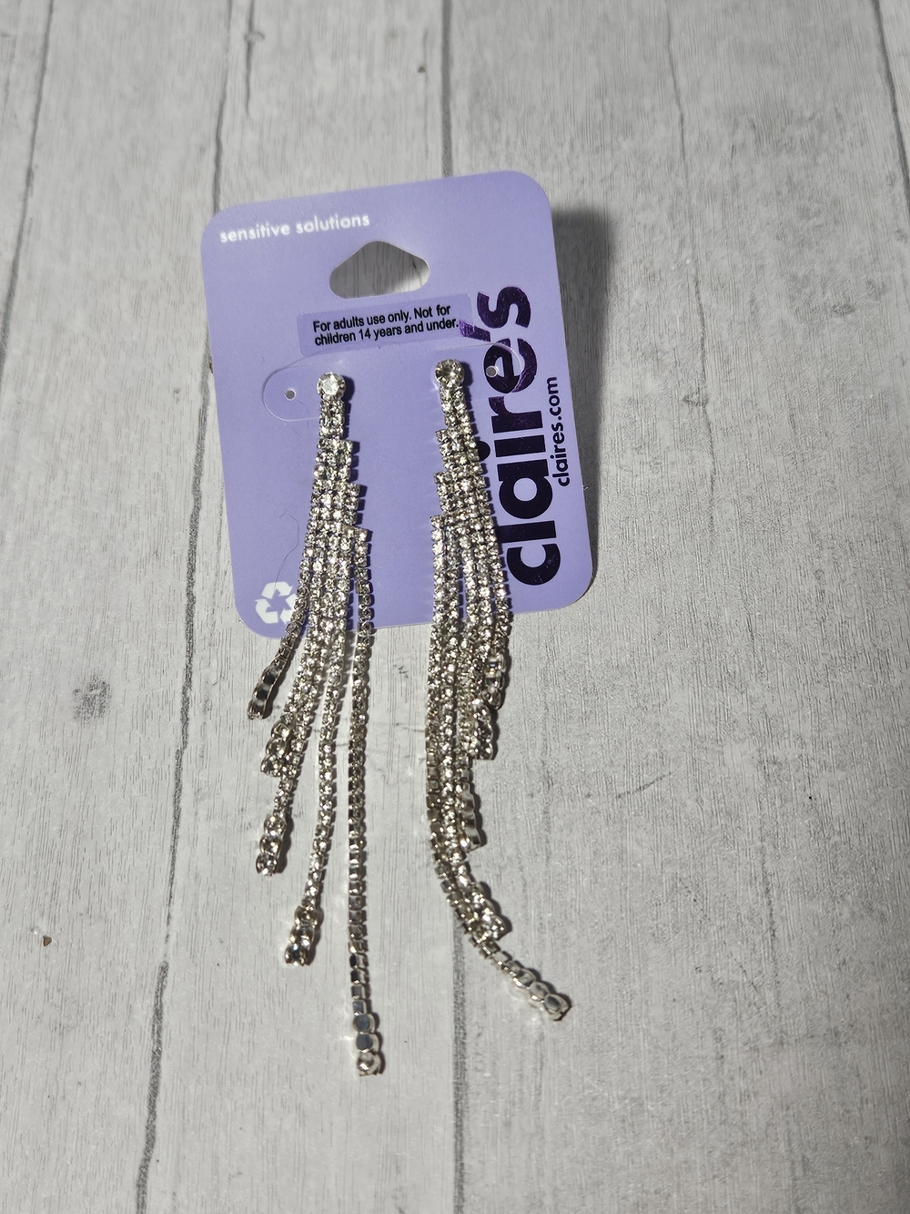 Claire's Silver Crystal Tassel Drop Earrings